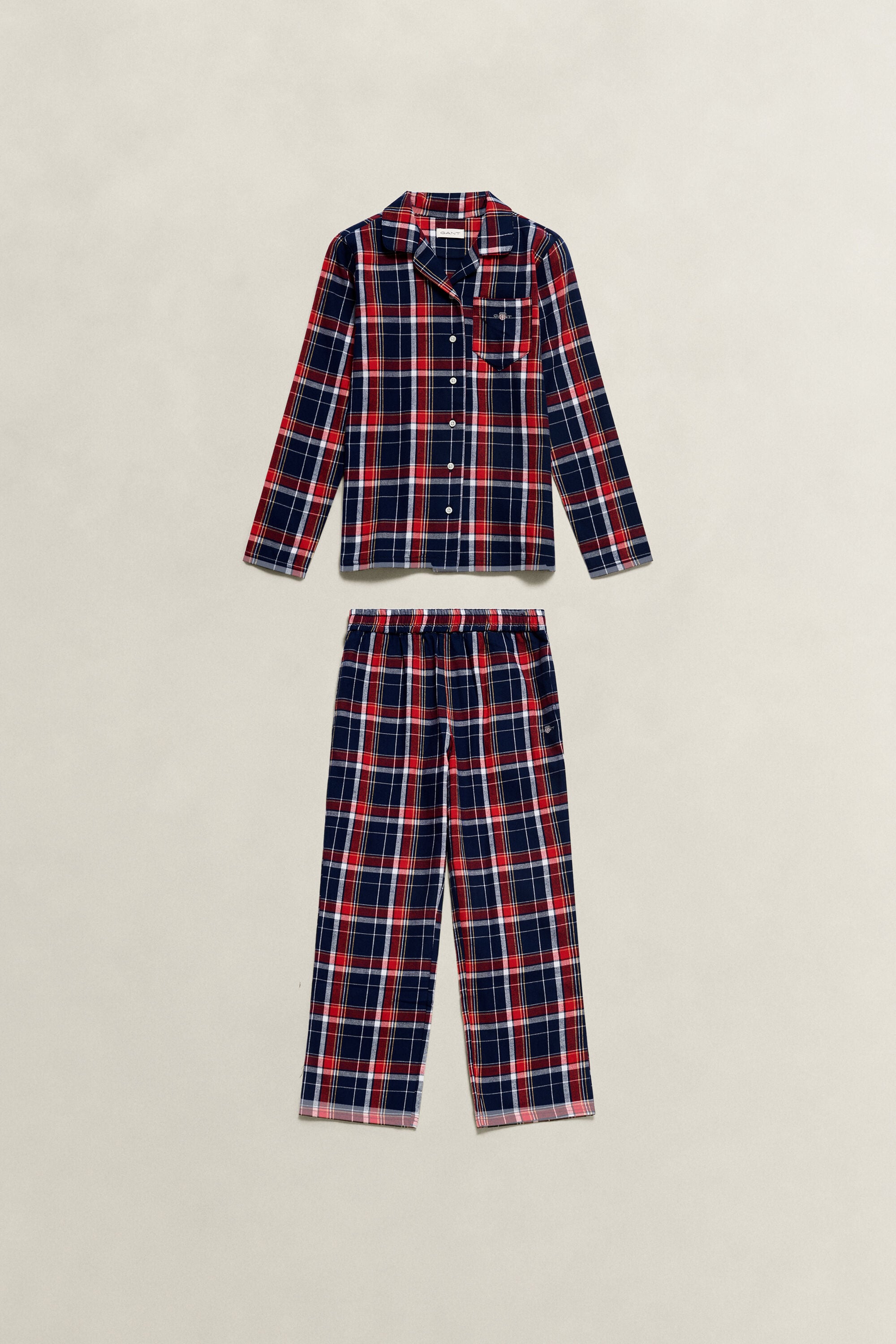 Teens pyjamassæt i skotskternet flannel