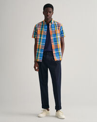 Regular fit farverig skjorte af madras med korte &aelig;rmer