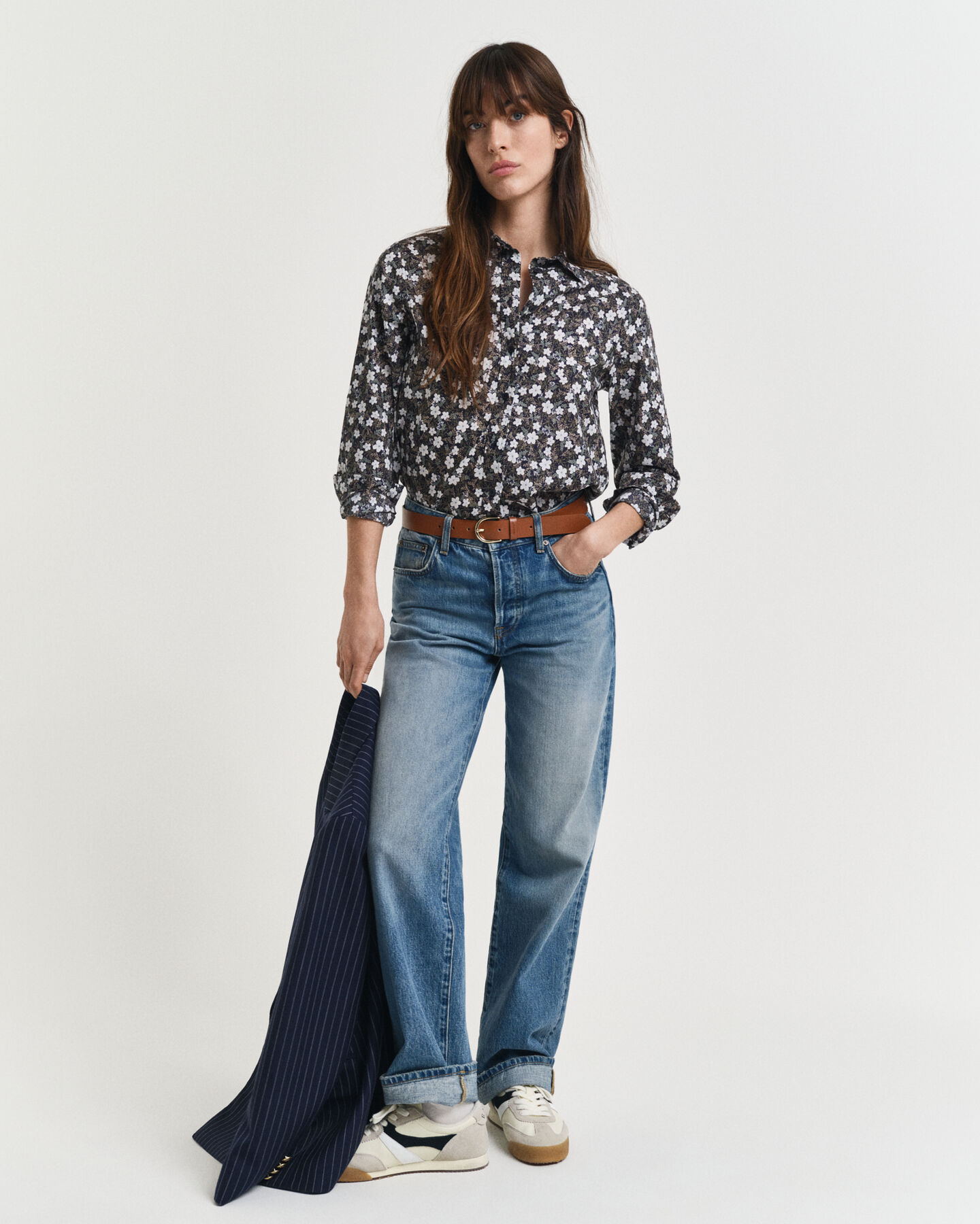 Regular fit skjorte af bomuldsvoile med blomstertryk