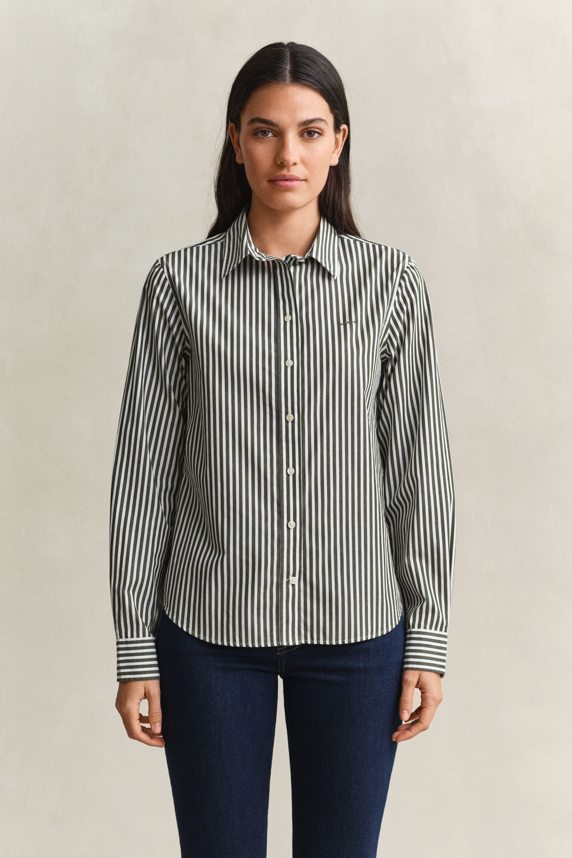 Regular fit stribet klassisk poplin-skjorte