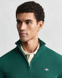 Afslappet sweater i bomuld med halv lynlås