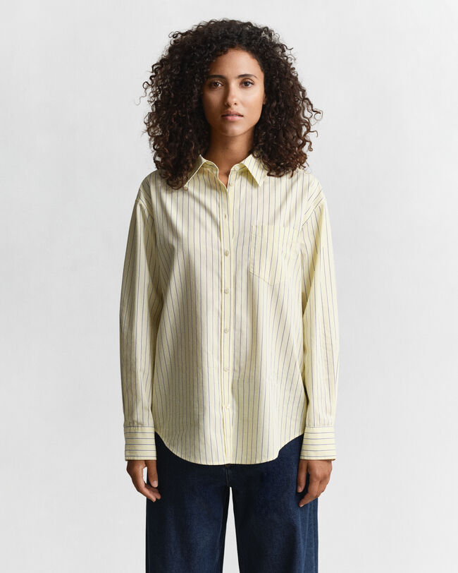 Relaxed fit poplin skjorte med striber