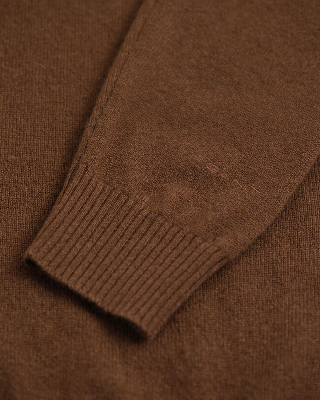 Kashmir sweater med halv lynlås