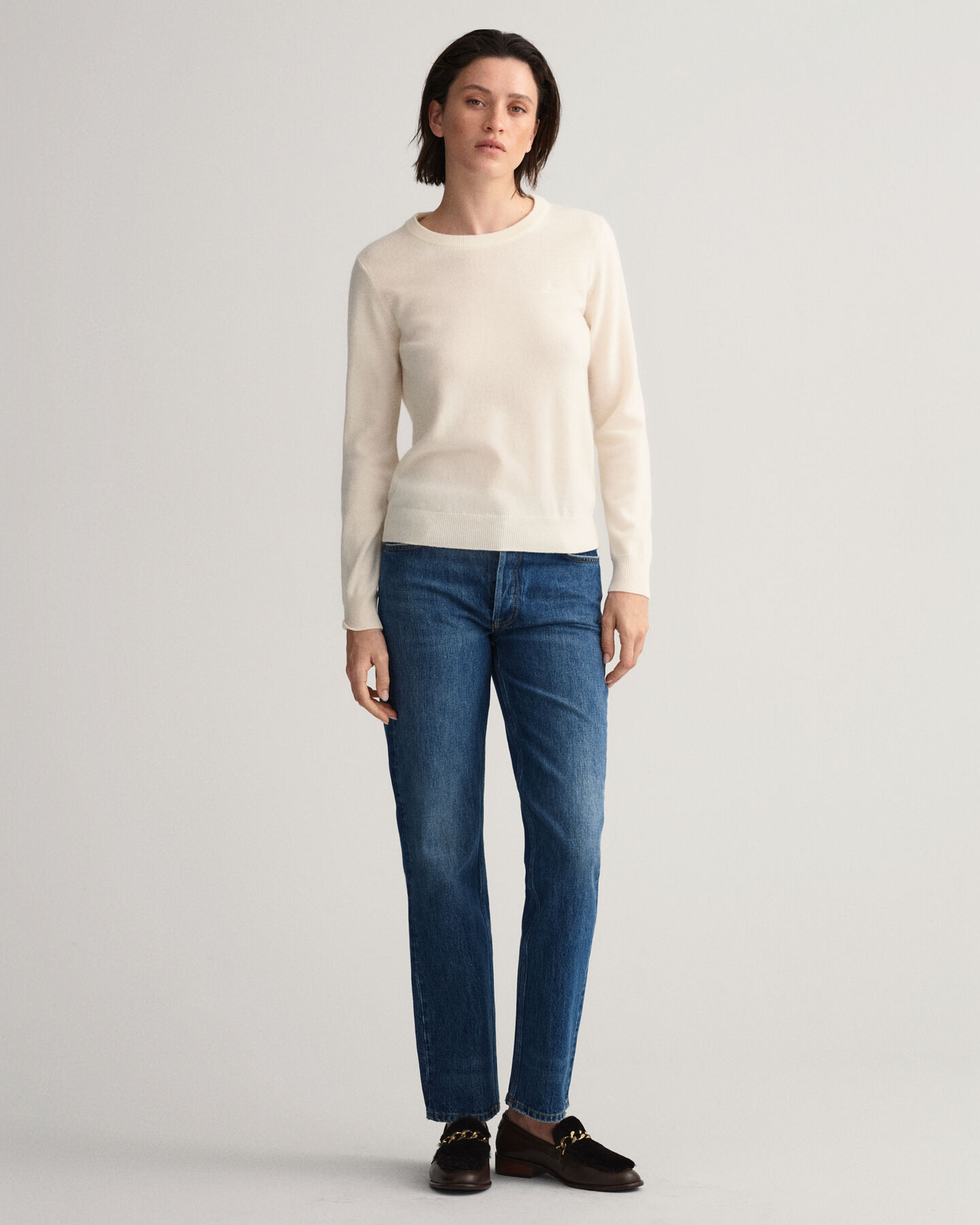 Crewneck sweater i ekstra fin lammeuld