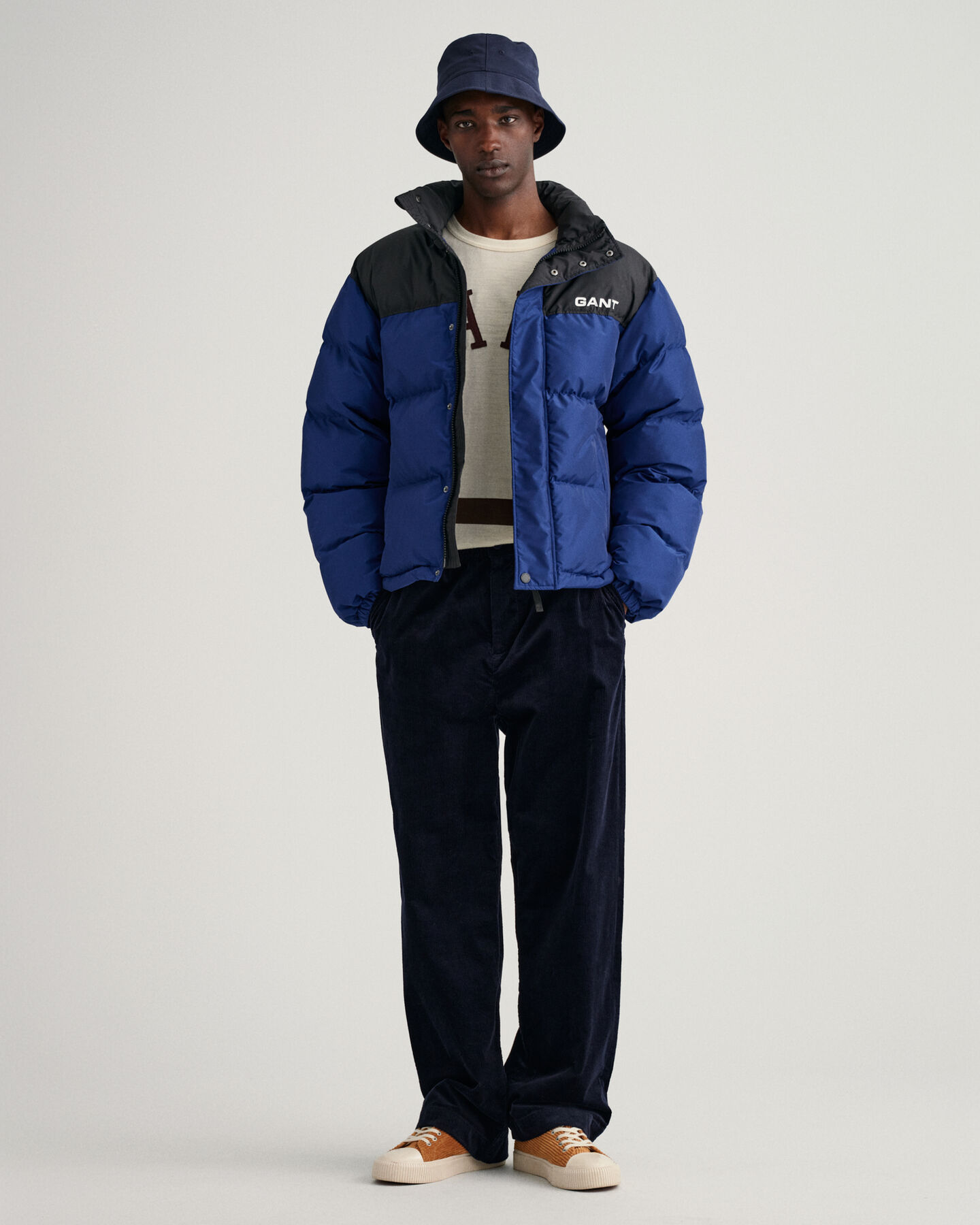 Jakke med blokke og vattering