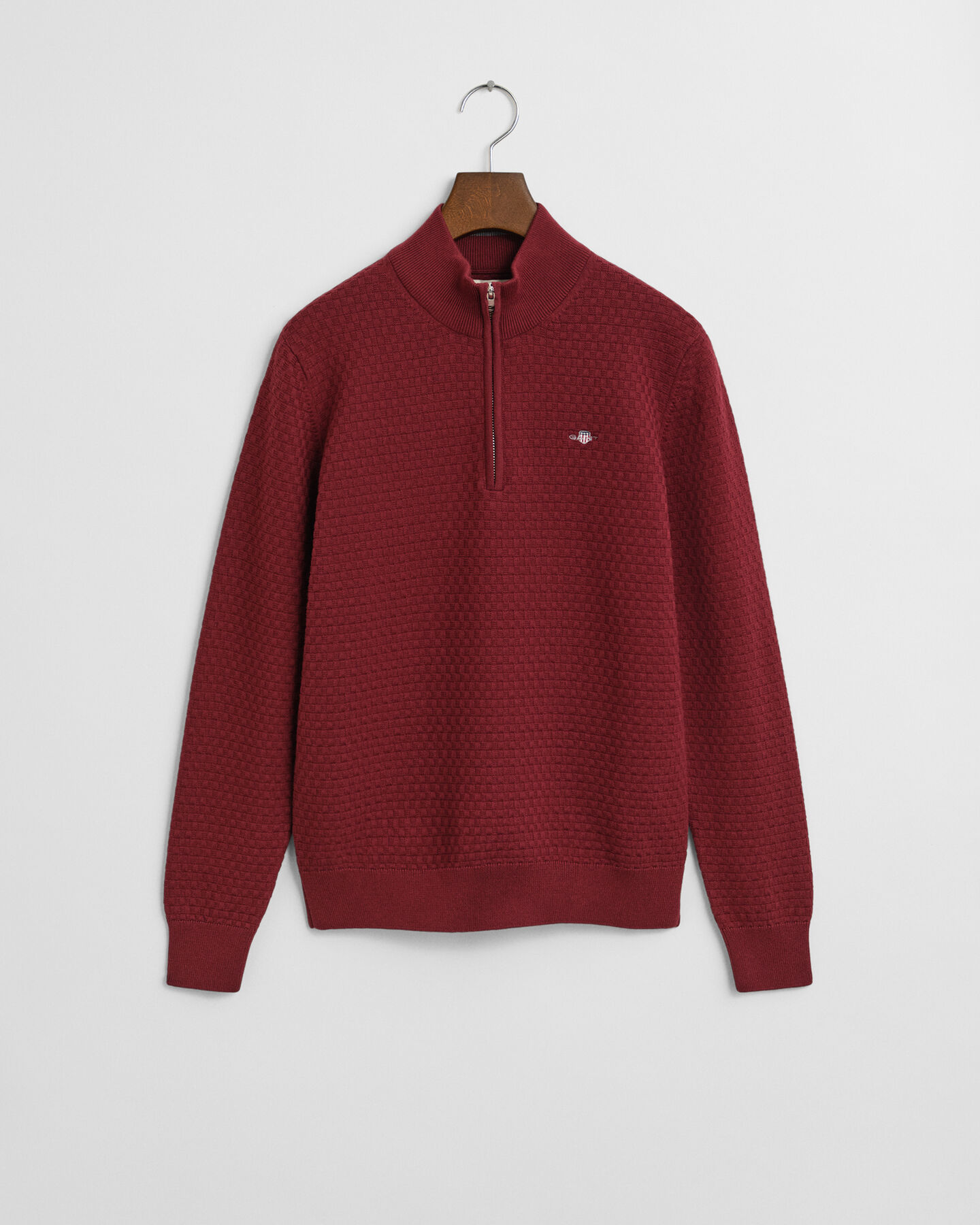 Teens sweater med mikrotekstur og halv lynlås