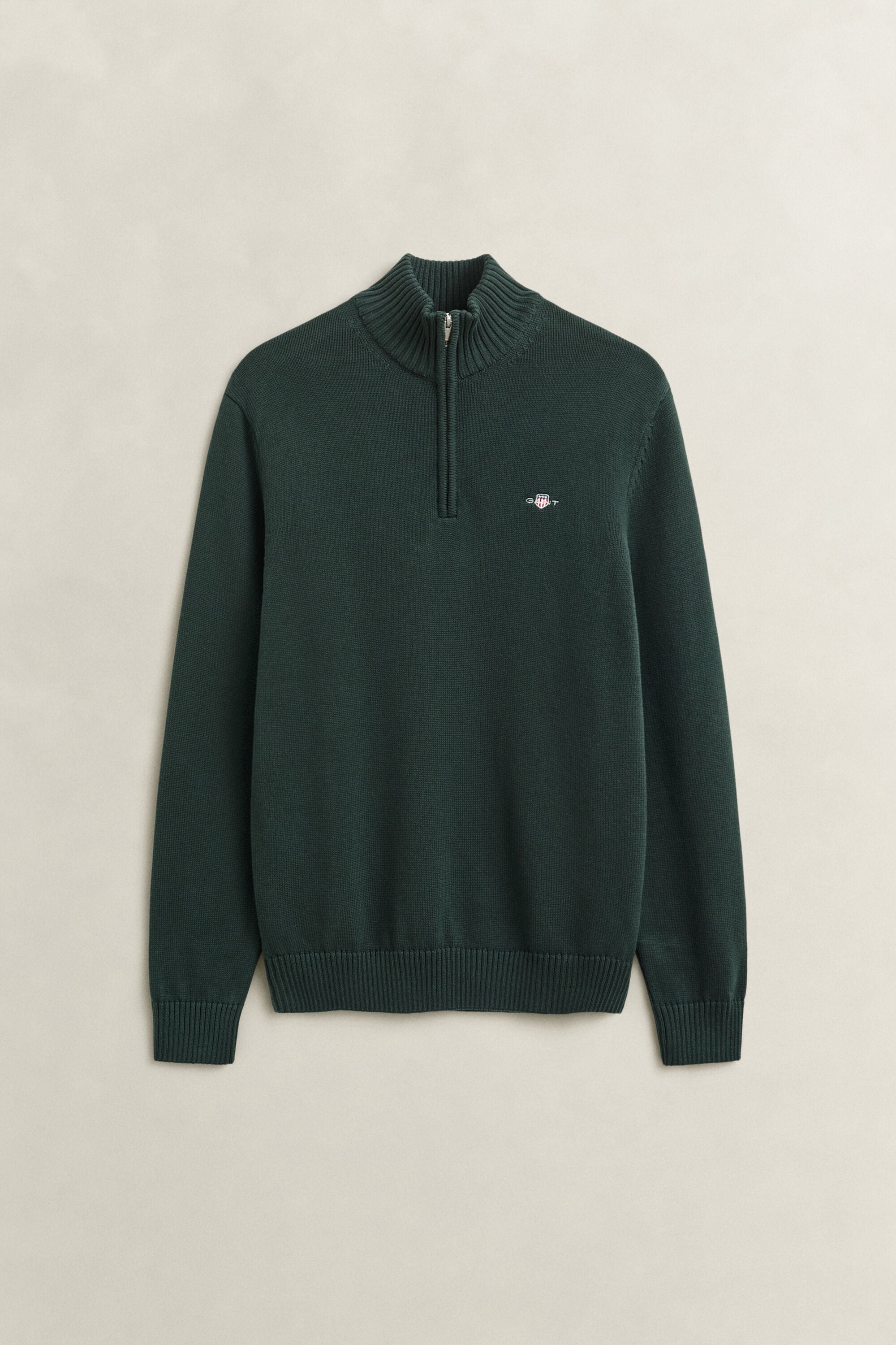 Afslappet sweater i bomuld med halv lynlås