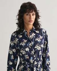 Skjortekjole med blomstertryk