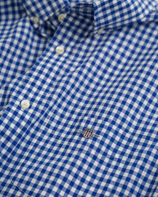 Regular fit klassisk gingham poplin-skjorte med korte ærmer