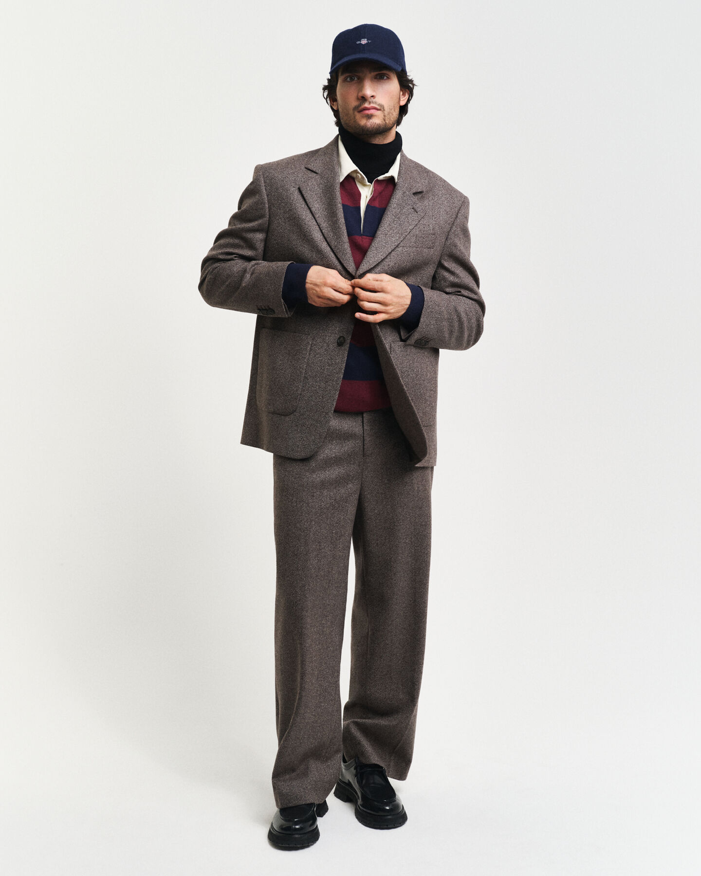 Relaxed fit jakkes&aelig;t-blazer i moulin&eacute;-uld