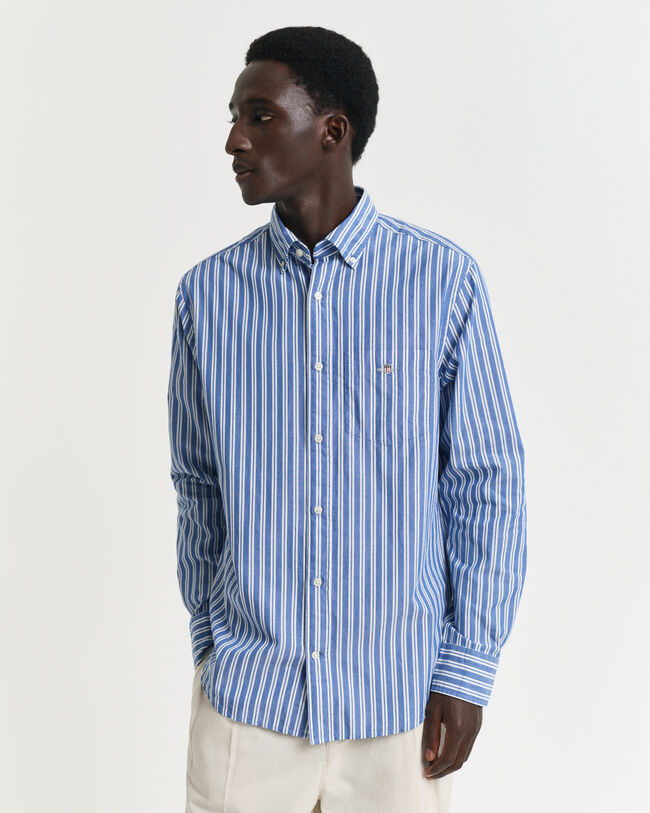 Regular fit stribet klassisk poplin-skjorte