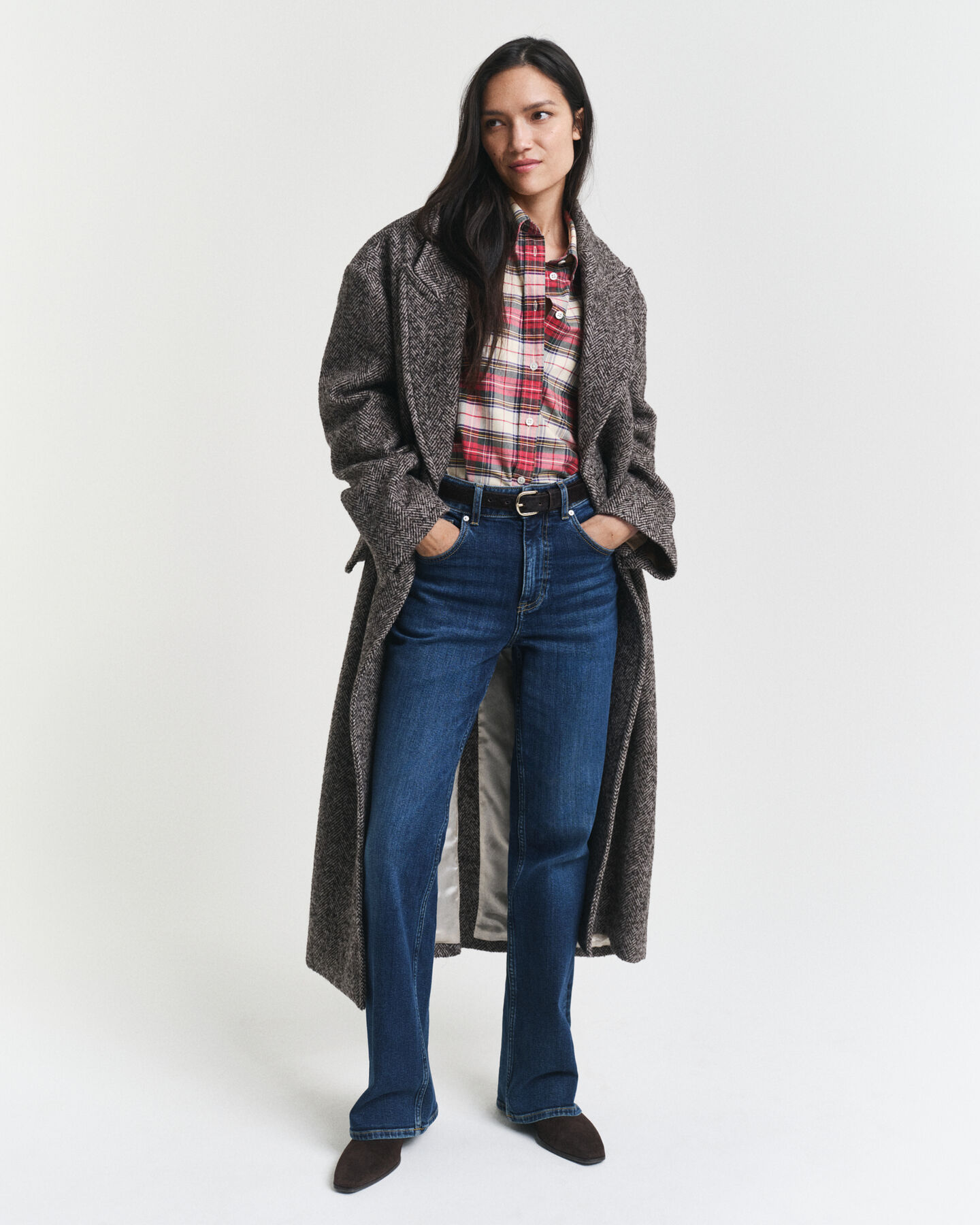 Oversized klassisk Oxford-skjorte med tern