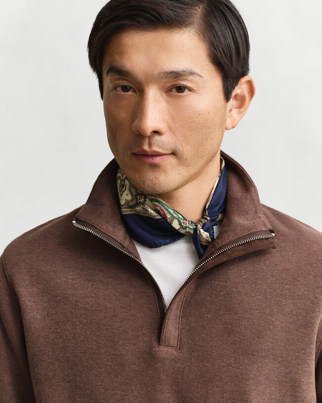 Let Sacker Rib sweatshirt med halv lynlås