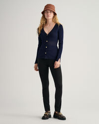 Ribstrikket cardigan-top
