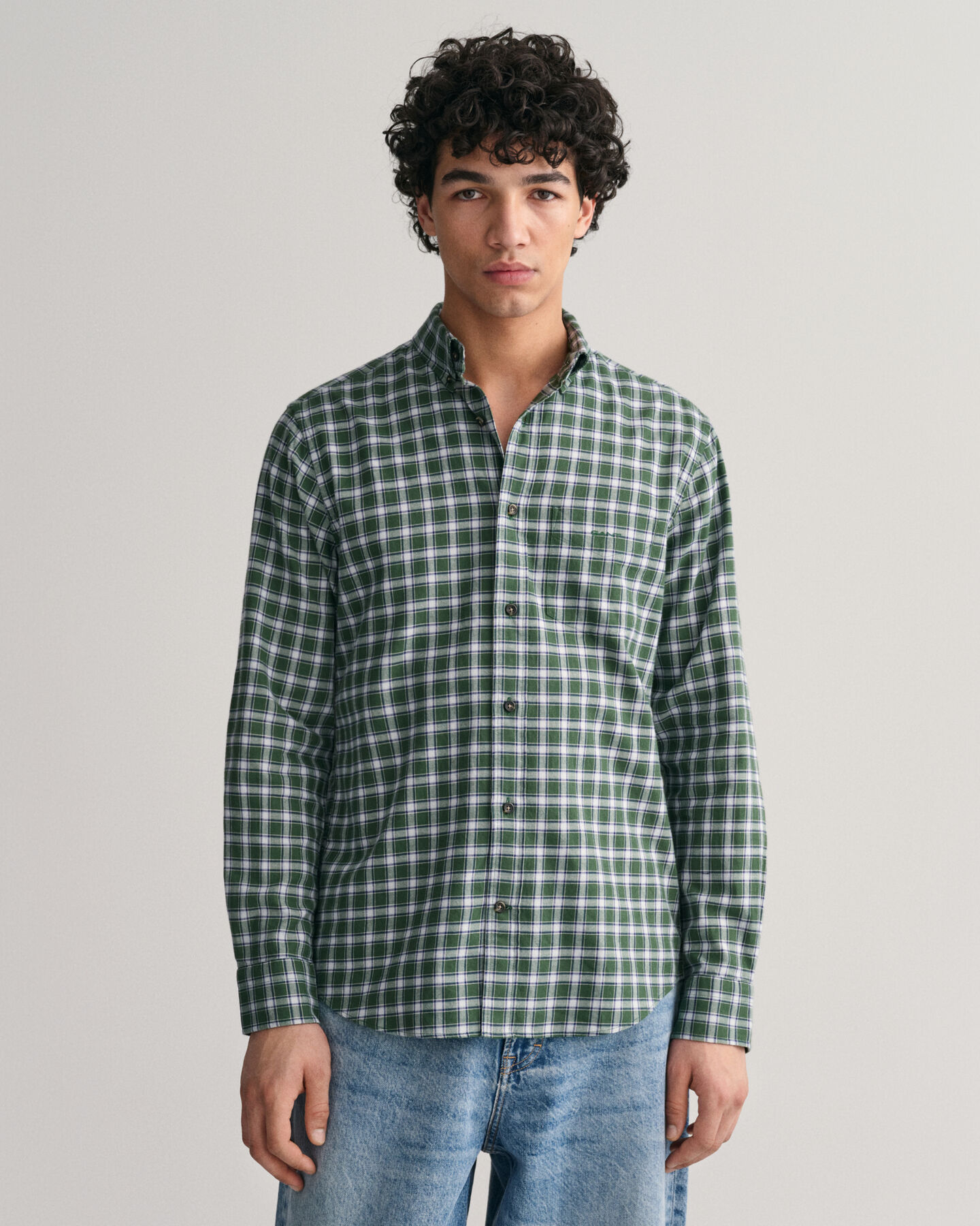 Regular fit flannelskjorte med mikrotern