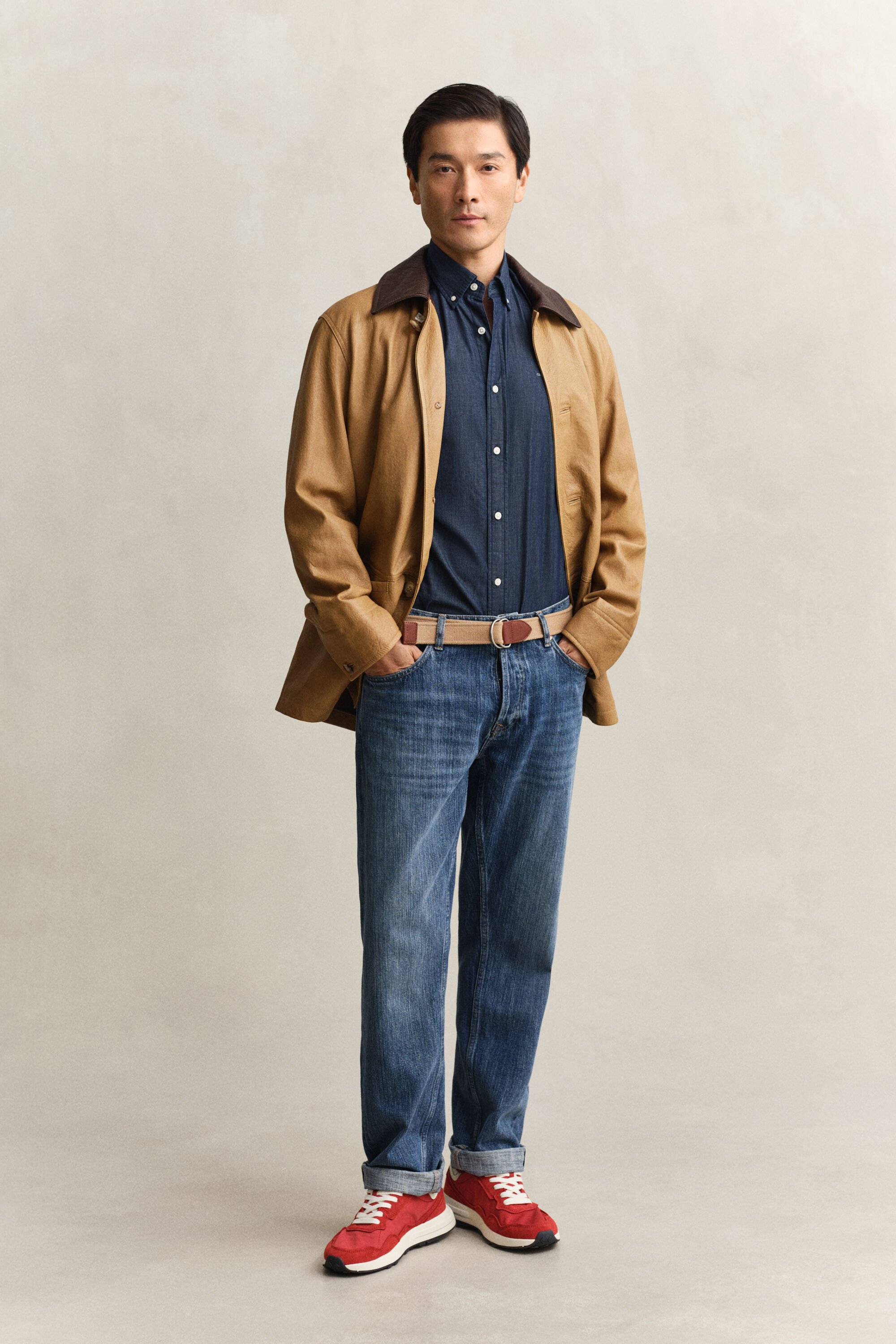 Slim fit indigo-skjorte