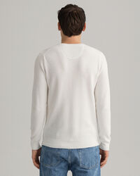 Crewneck sweater af bomuldspiqu&eacute;