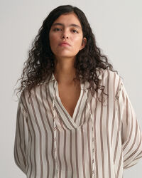 Stribet bluse med V-hals