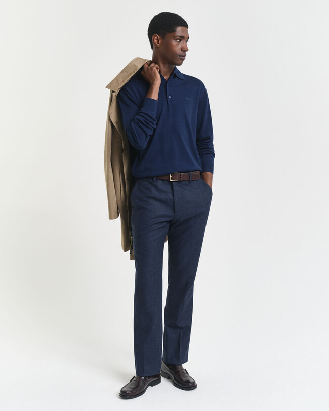 Polosweater af ekstra fin merinould