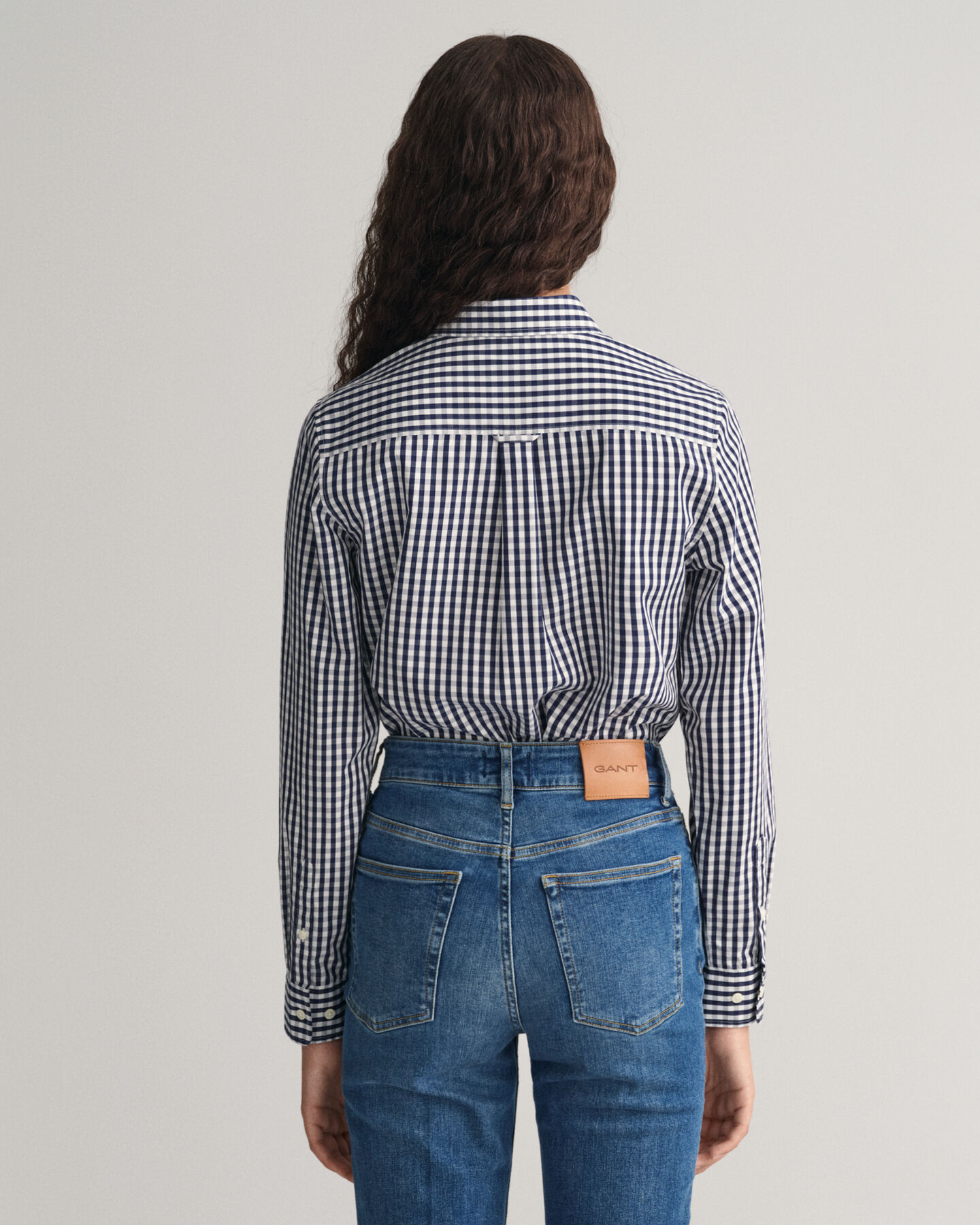 Regular fit gingham poplin skjorte