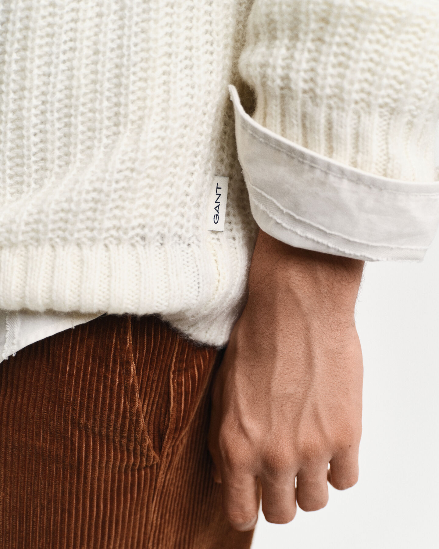 Ribstrikket sweater med crewneck i alpakauldblanding