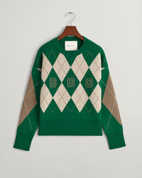 Super fin argyle sweater med crewneck