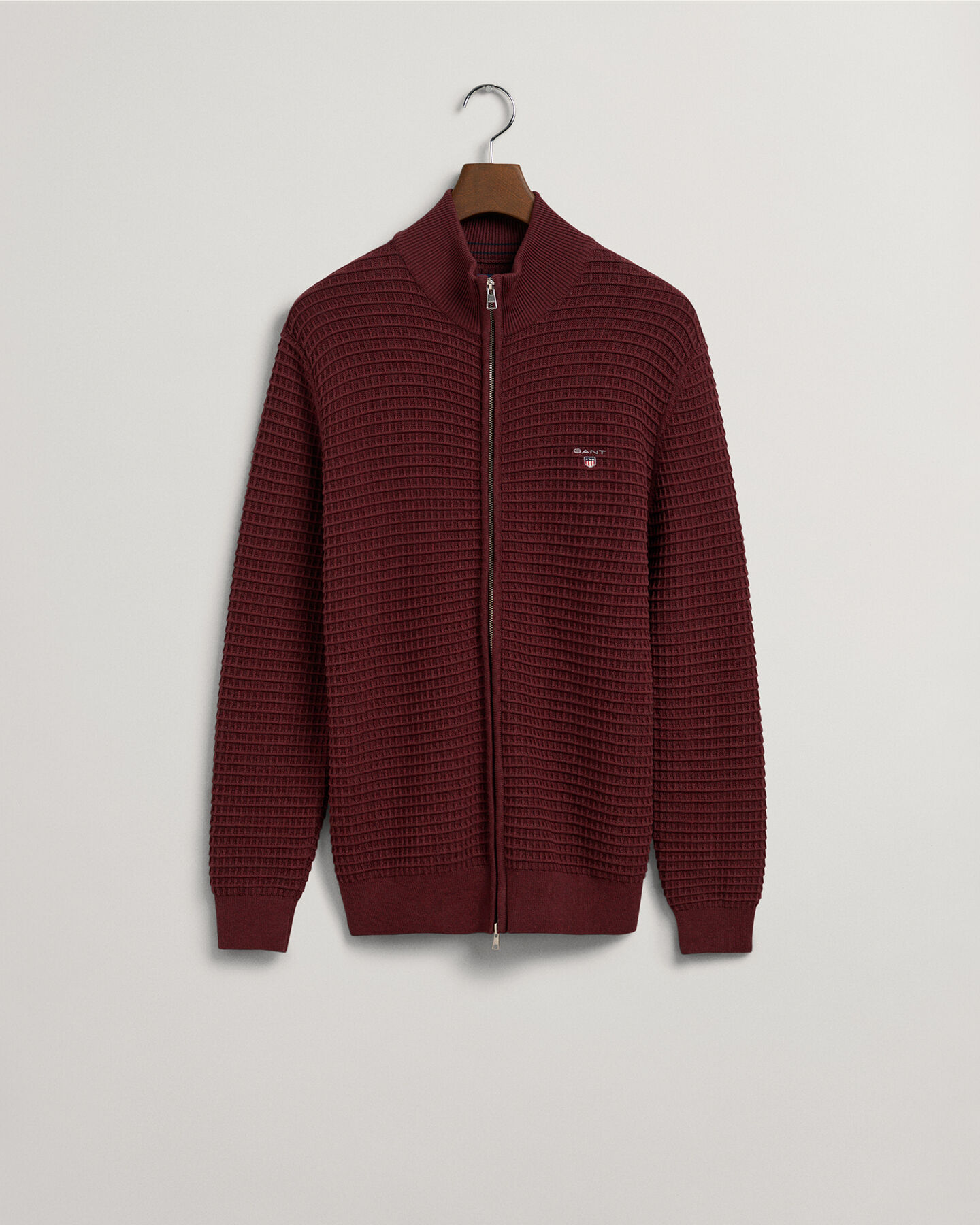 Texture bomuldssweater med hel lynlås