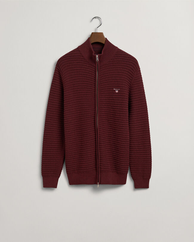 Texture bomuldssweater med hel lynlås