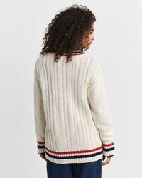 Gant Varsity kabelstrikket cardigan med V-hals