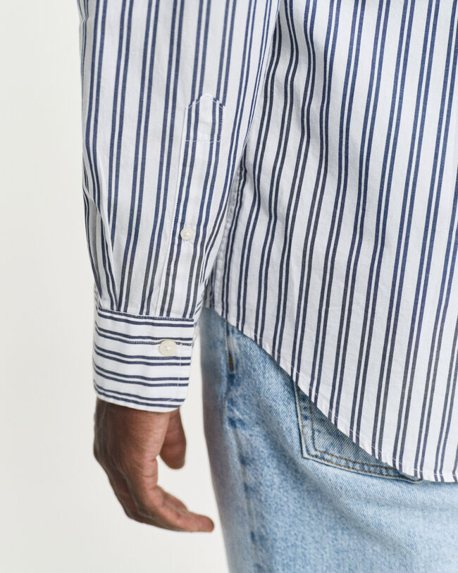 Regular fit stribet klassisk poplin-skjorte