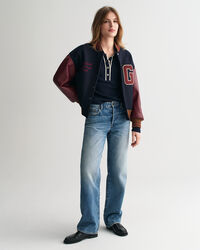 Ribstrikket langærmet poloskjorte