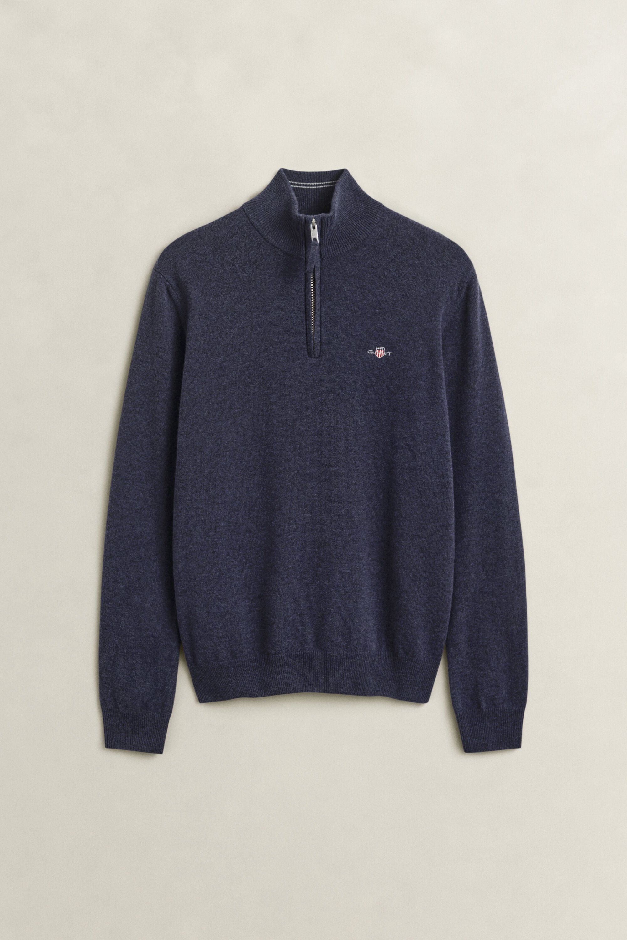 Sweater i lammeuld med halv lynlås
