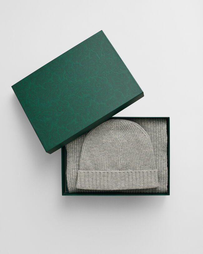 Script Graphic gavesæt med beanie og halstørklæde