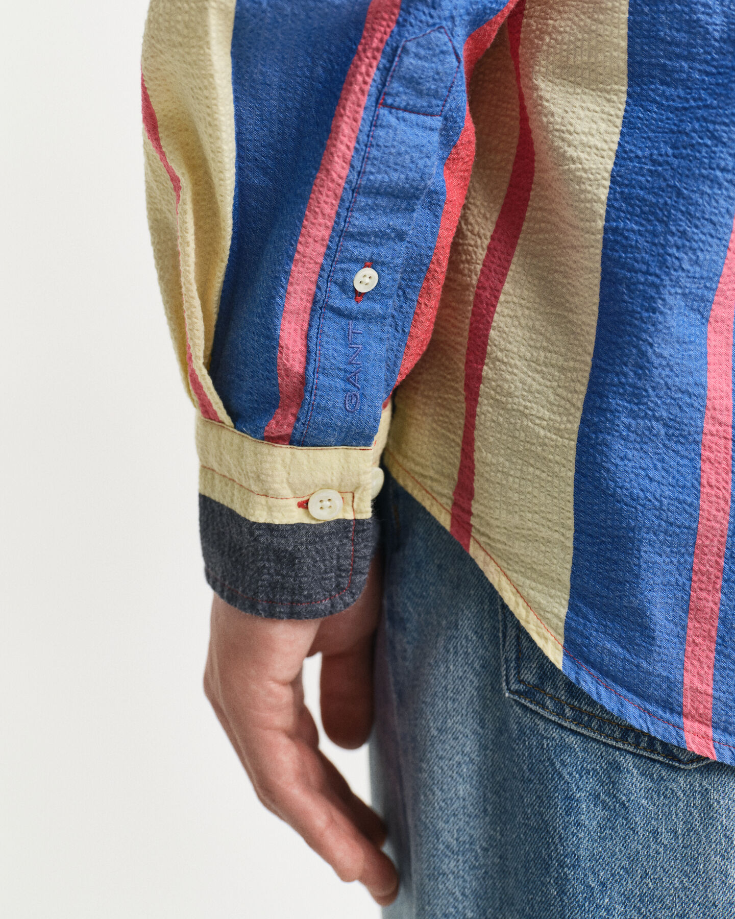 Oversized fit stribet seersucker skjorte