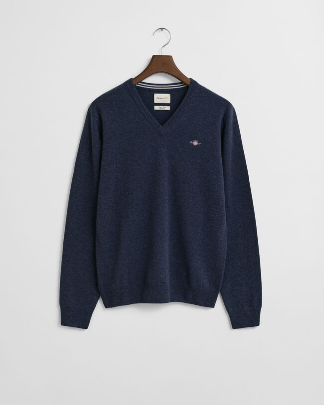 Sweater med V-hals af ekstra fin lammeuld