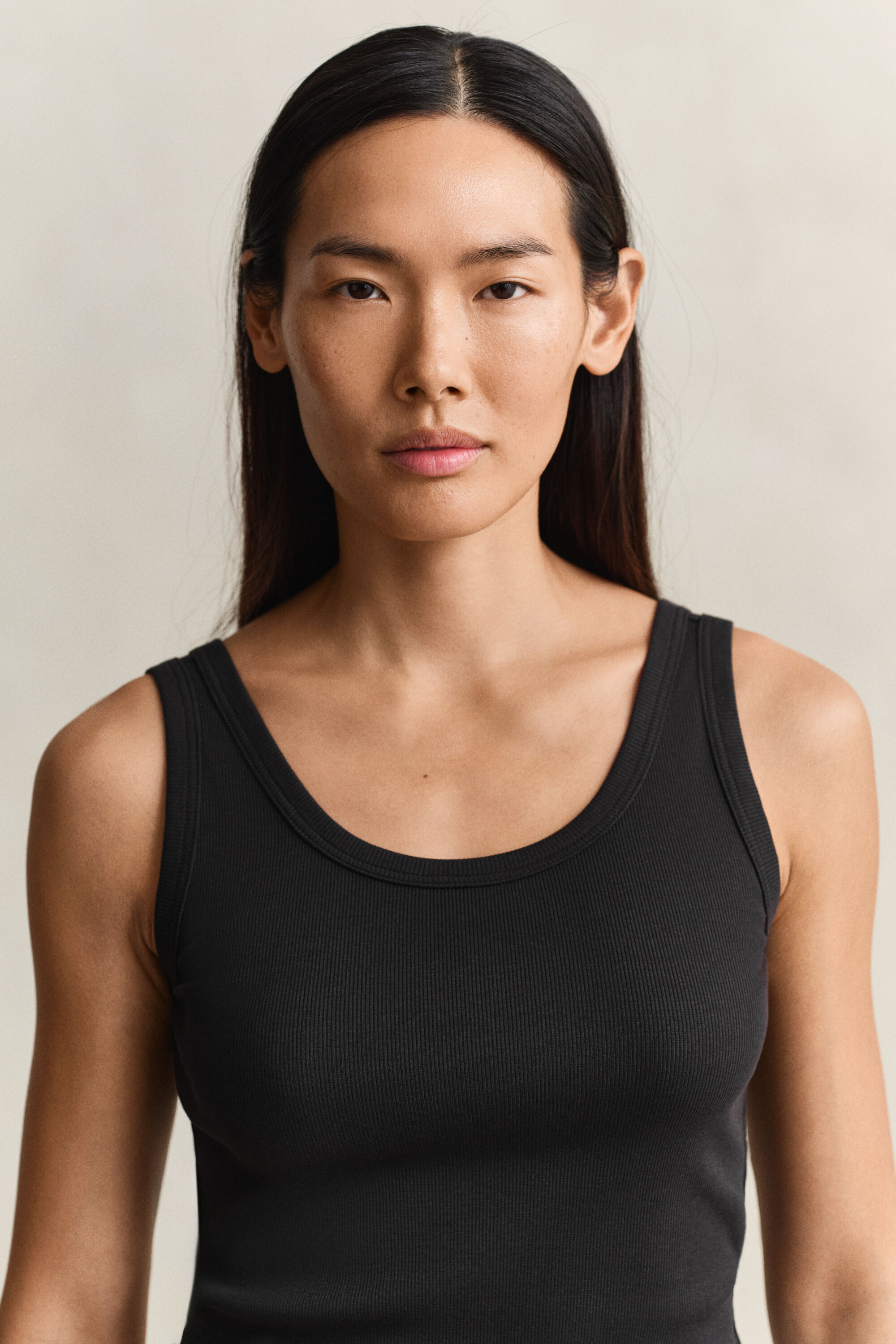 Ribstrikket tank-top