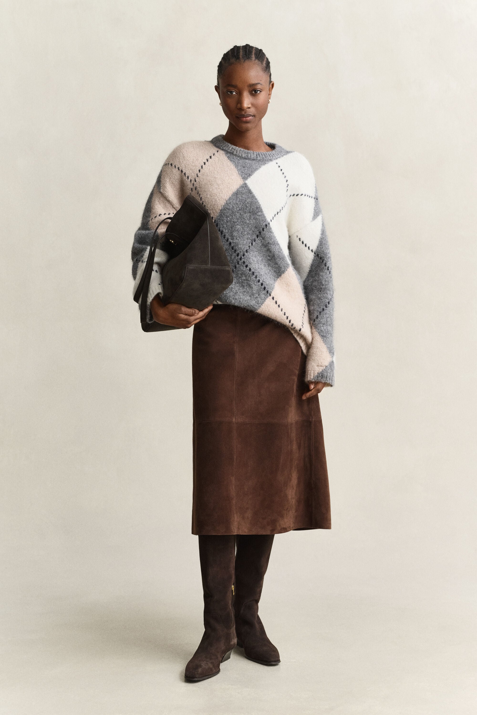 Argyle sweater i en blanding af alpakauld