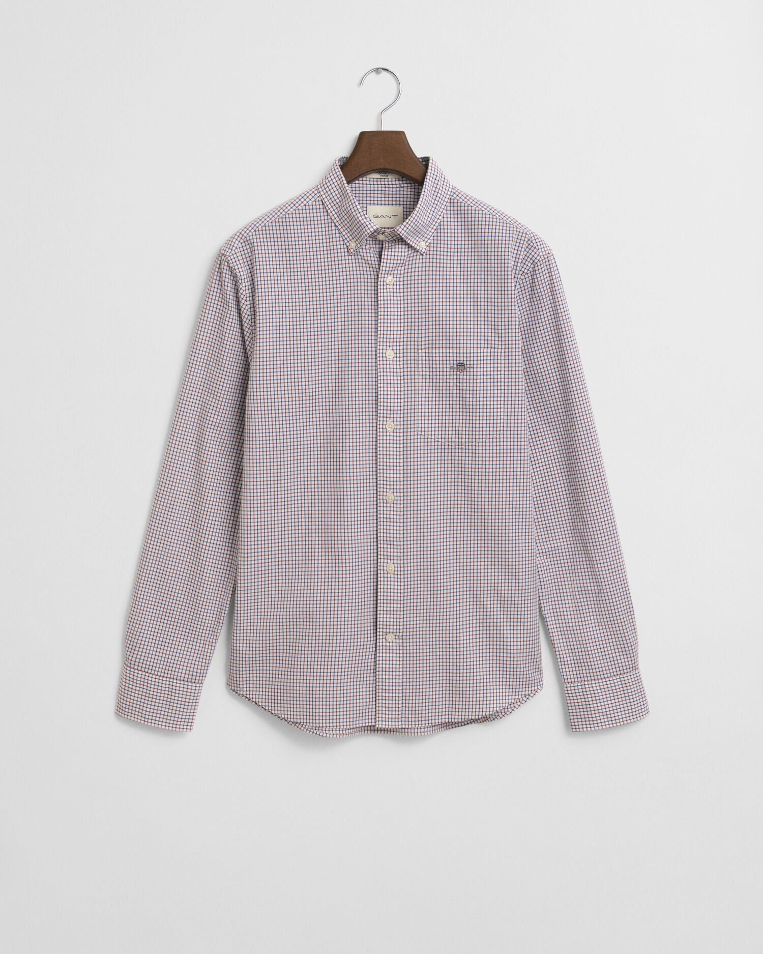 Regular fit klassisk poplin-skjorte med mikrotern