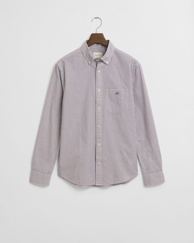 Regular fit klassisk poplin-skjorte med mikrotern