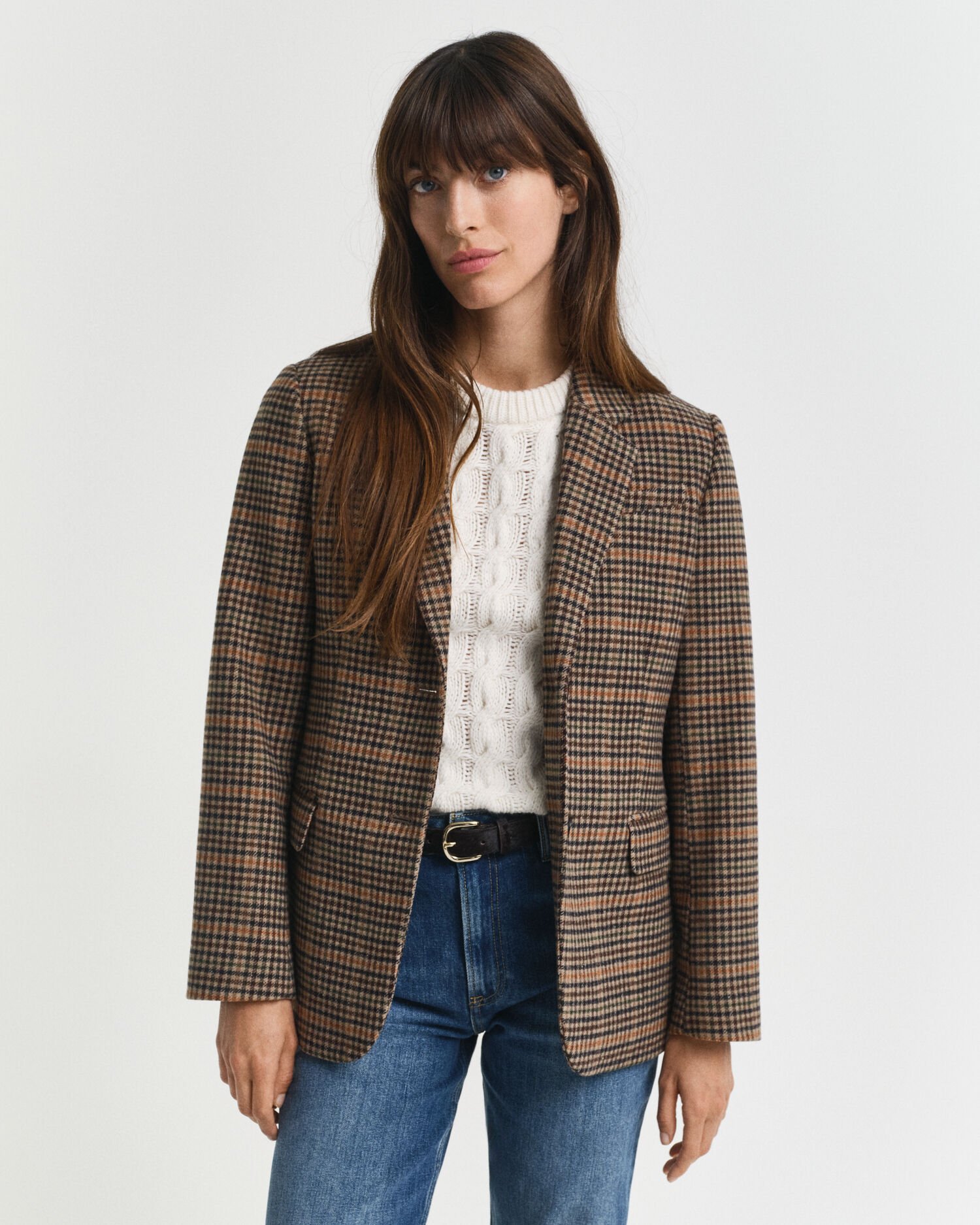 Regular fit houndstooth blazer i uld