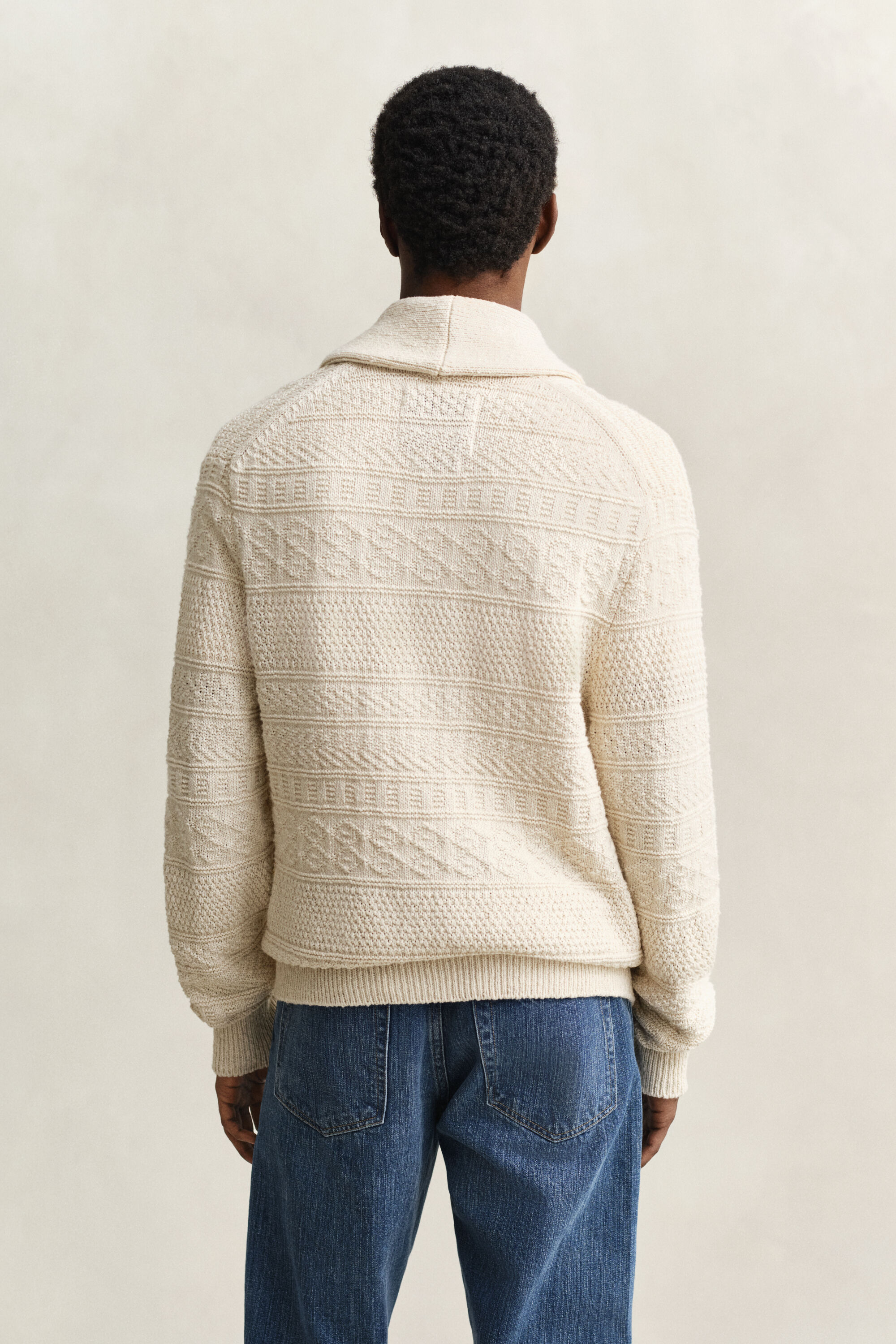 Tekstureret cardigan i bomuldsblanding