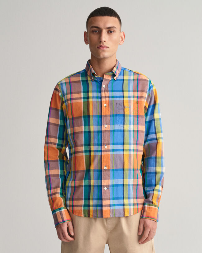 Regular fit farverig madras-skjorte