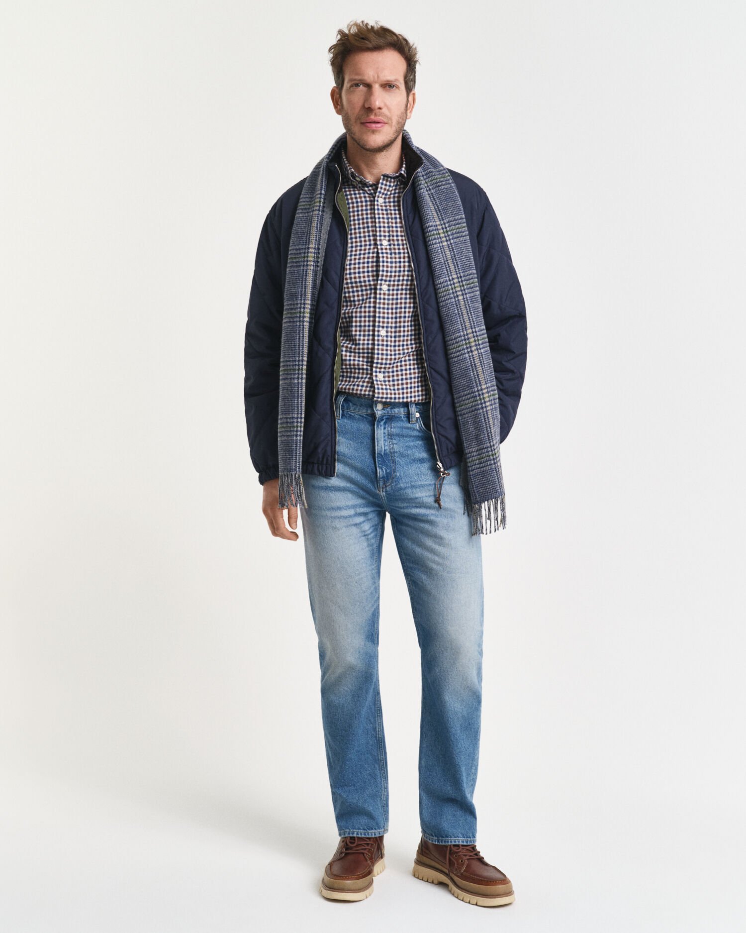 Regular fit gingham skjorte af twill