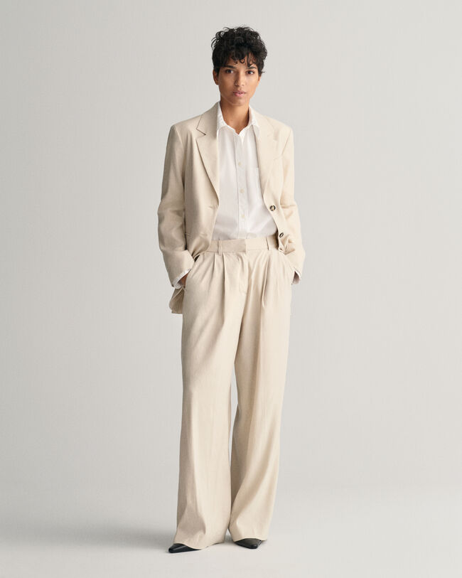 Relaxed fit skræddersyede hørbukser med stræk