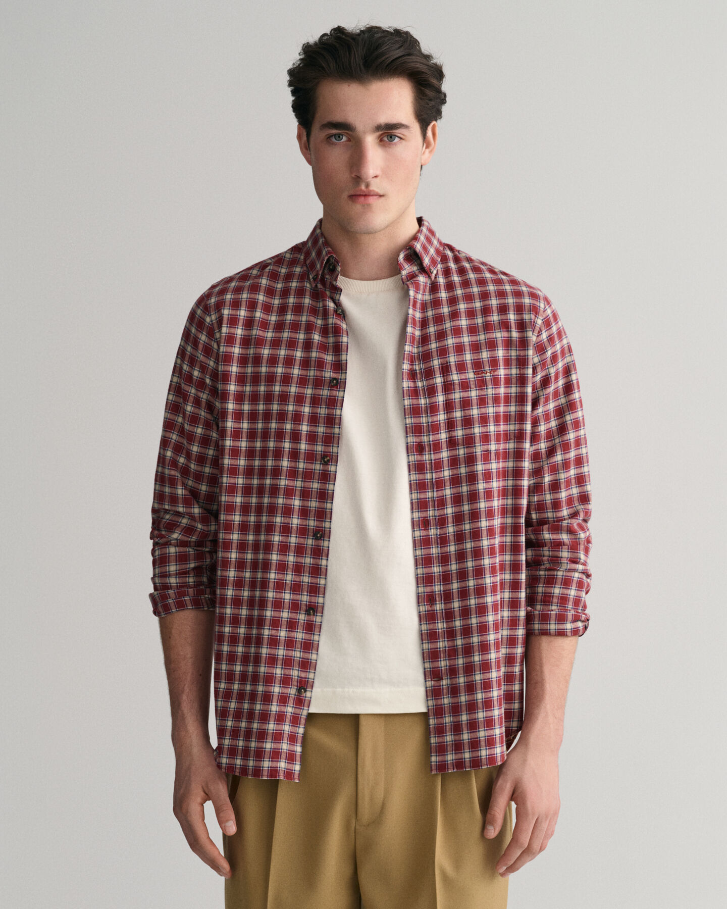 Regular fit flannelskjorte med mikrotern