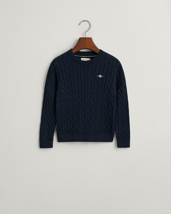 Kids Shield crewneck sweater af bomuld med kabelstrik