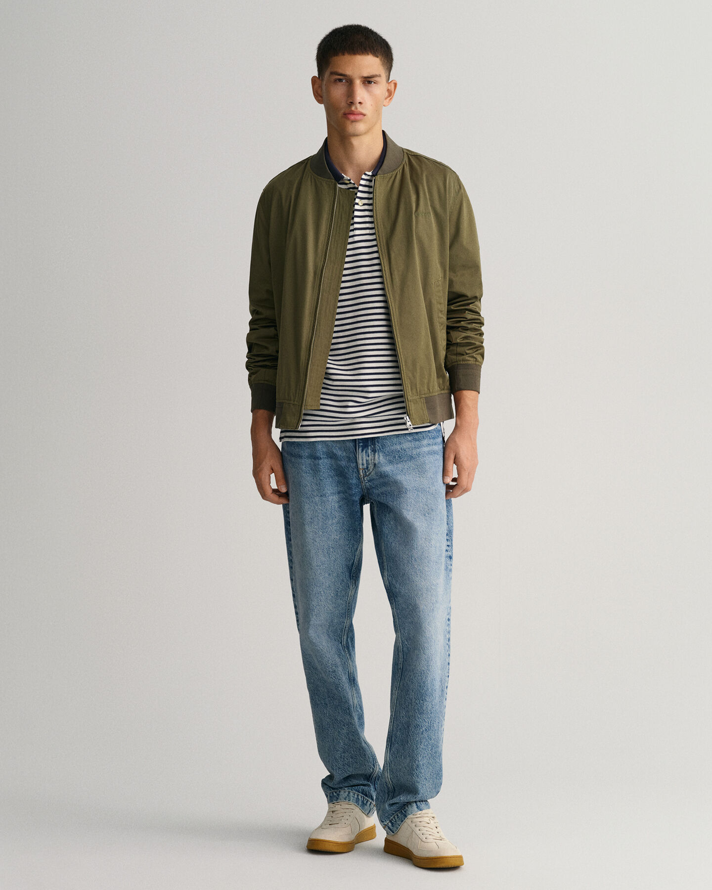 Stribet piqué poloskjorte