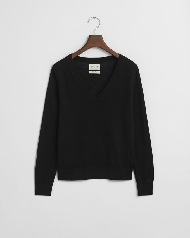 Sweater med V-hals sweater af ekstra fin merinould