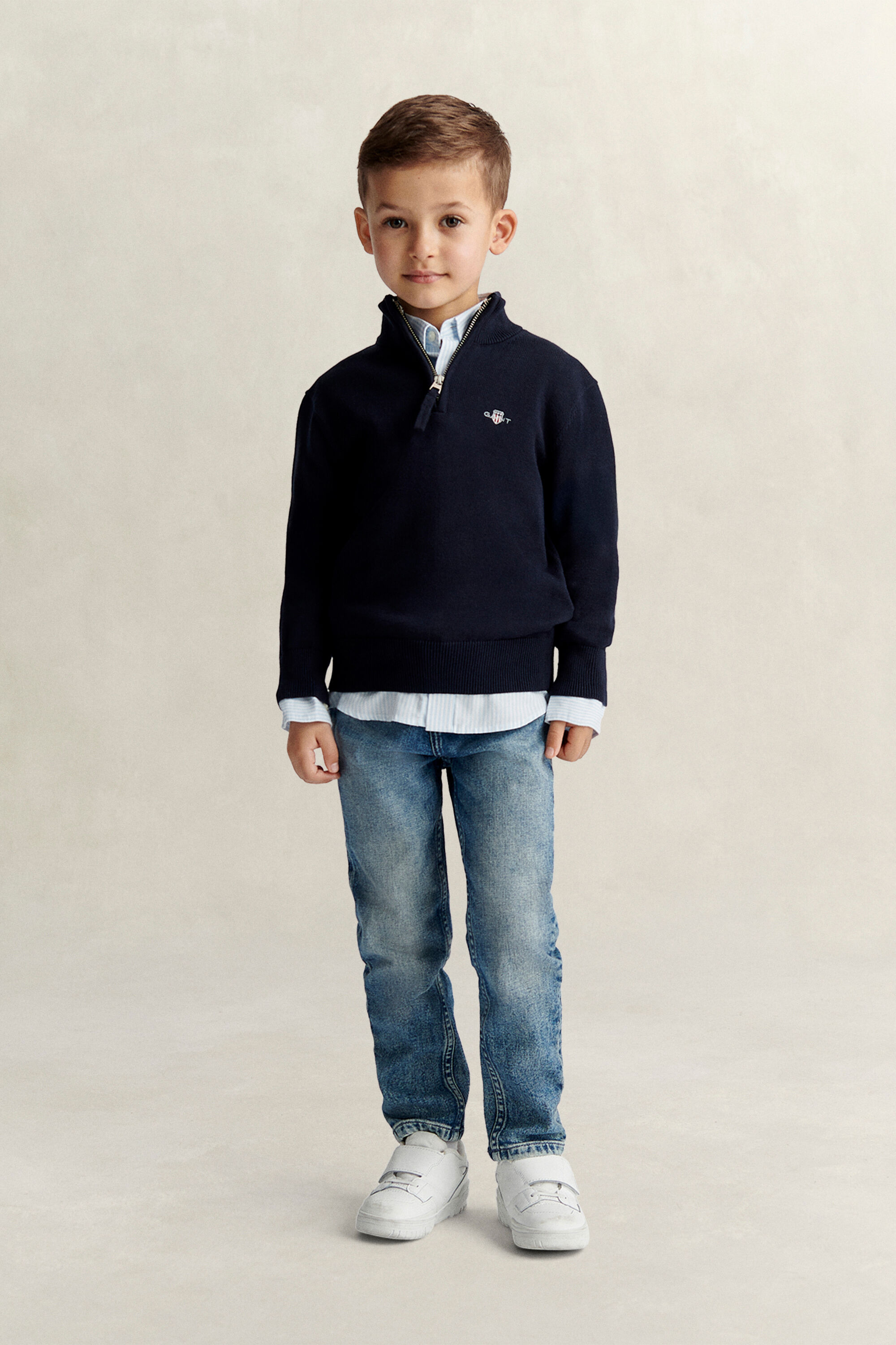 Boys Shield sweater med halv lynlås