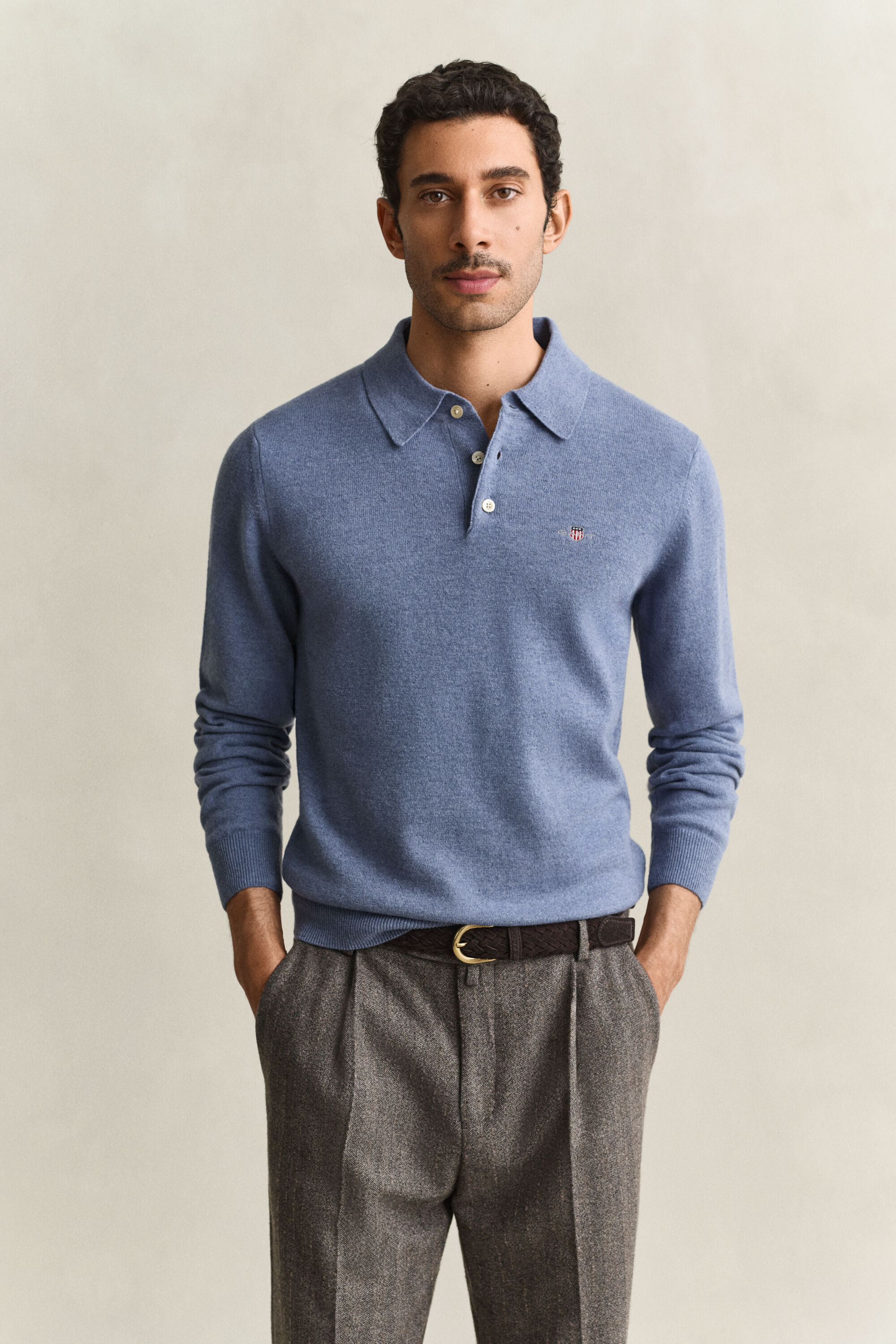 Polosweater af ekstra fin lammeuld